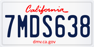 CA license plate 7MDS638