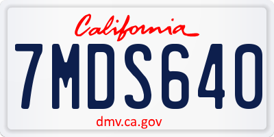 CA license plate 7MDS640
