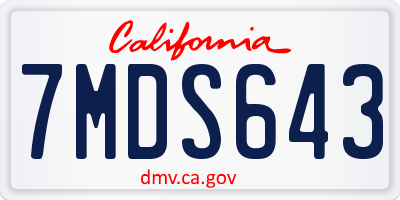 CA license plate 7MDS643