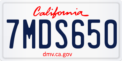 CA license plate 7MDS650