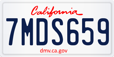 CA license plate 7MDS659