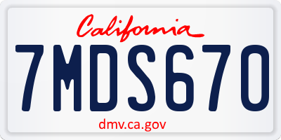 CA license plate 7MDS670