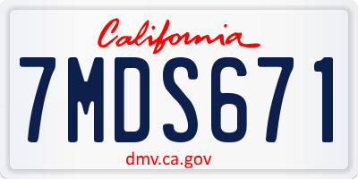 CA license plate 7MDS671