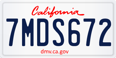CA license plate 7MDS672