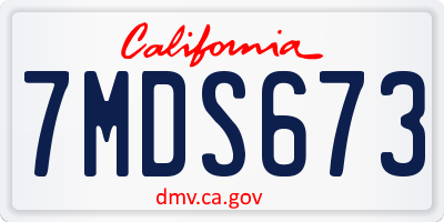 CA license plate 7MDS673