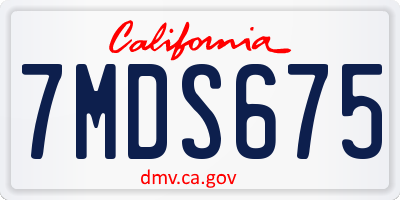 CA license plate 7MDS675
