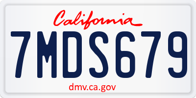 CA license plate 7MDS679