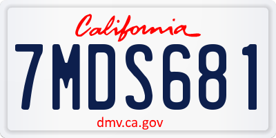 CA license plate 7MDS681