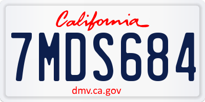 CA license plate 7MDS684