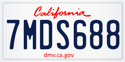 CA license plate 7MDS688