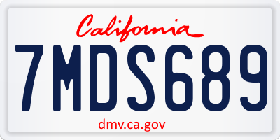 CA license plate 7MDS689
