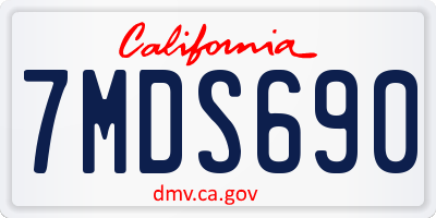 CA license plate 7MDS690
