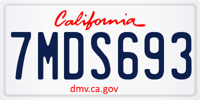 CA license plate 7MDS693