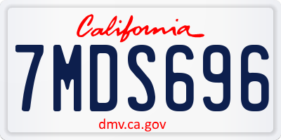 CA license plate 7MDS696