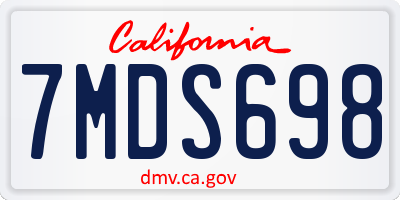 CA license plate 7MDS698