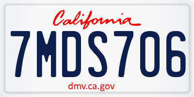 CA license plate 7MDS706