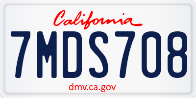 CA license plate 7MDS708