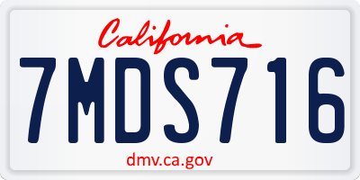 CA license plate 7MDS716