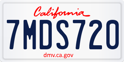CA license plate 7MDS720