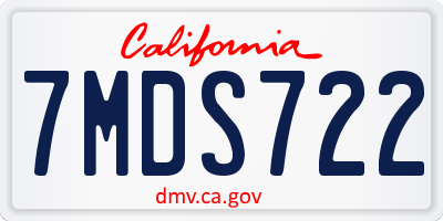 CA license plate 7MDS722