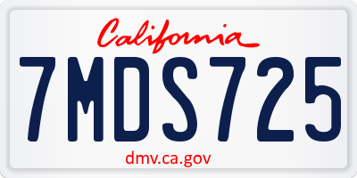 CA license plate 7MDS725