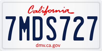 CA license plate 7MDS727