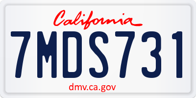 CA license plate 7MDS731