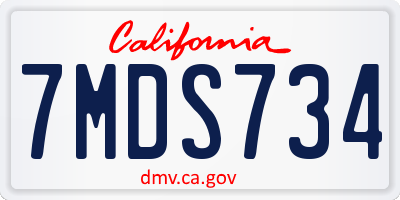 CA license plate 7MDS734
