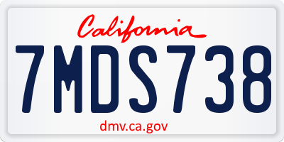 CA license plate 7MDS738
