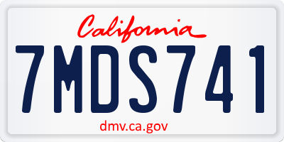 CA license plate 7MDS741