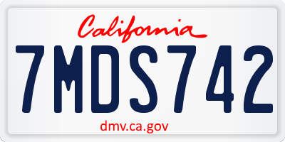 CA license plate 7MDS742