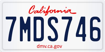 CA license plate 7MDS746