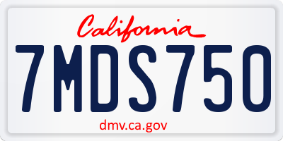 CA license plate 7MDS750