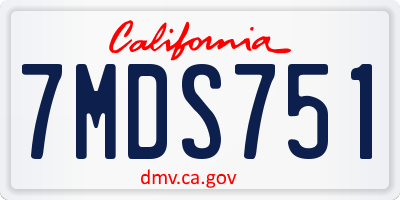 CA license plate 7MDS751