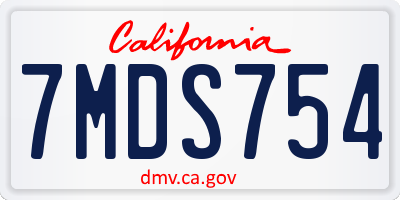 CA license plate 7MDS754