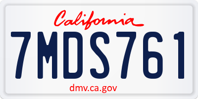 CA license plate 7MDS761