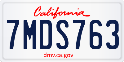 CA license plate 7MDS763