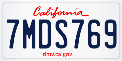 CA license plate 7MDS769