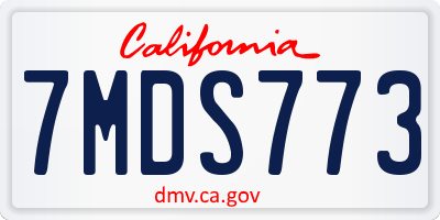 CA license plate 7MDS773