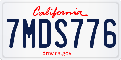 CA license plate 7MDS776