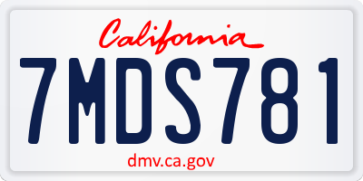 CA license plate 7MDS781