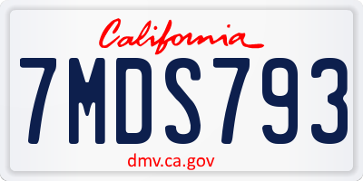 CA license plate 7MDS793