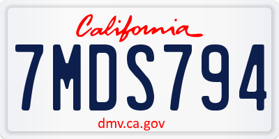 CA license plate 7MDS794