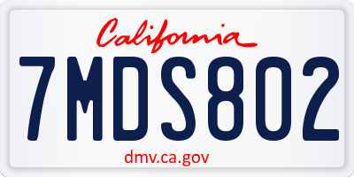 CA license plate 7MDS802