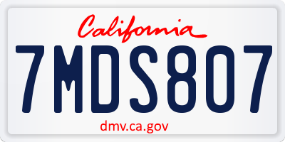 CA license plate 7MDS807
