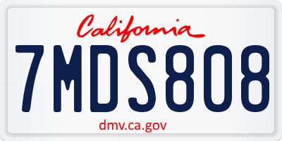 CA license plate 7MDS808