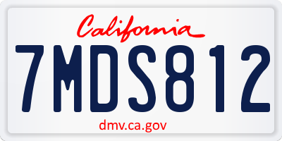 CA license plate 7MDS812