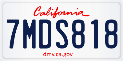 CA license plate 7MDS818