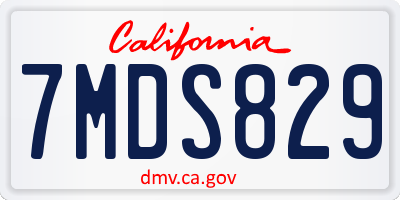 CA license plate 7MDS829