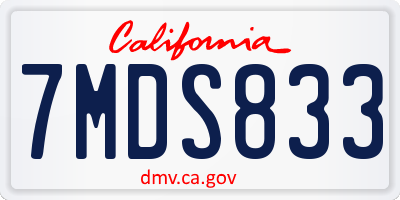 CA license plate 7MDS833